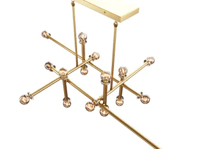 Milano  Wide Polished Brass 16 Light Linear Chandelier 3D model