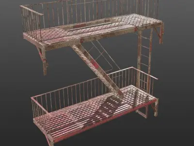 Fire Escape PBR 3d model - Game Ready Low-poly 3D model