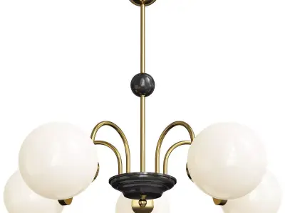 Modern Simplicity Round Milk Glass Hanging Light Low-poly 3D model