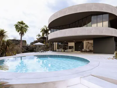 Modern Minimalist Amorphous Villa Complete Lumion Scene 3D model