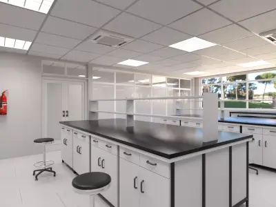 Science laboratory 3D model Low-poly 3D model