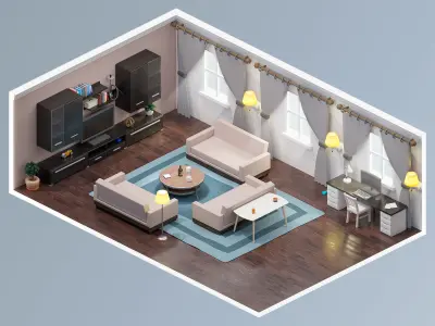 Room 29 Low-poly 3D model