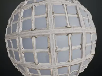 Ornate White Wood Ceiling Panel PBR Seamless Texture