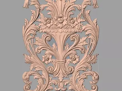 Door flower 3D relief STL Model for CNC woodworking carving E302 3D model