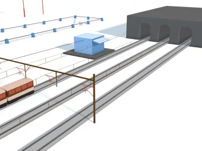 Cartoon Train Rail Kitbash - simple polygons 3D model 3D model