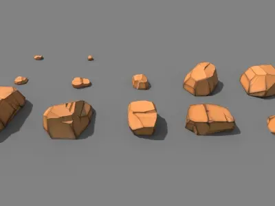 Cartoon Rock Styled set PBR Low-poly 3D model