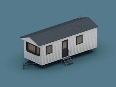 Mobile home trailer house Low-poly 3D model