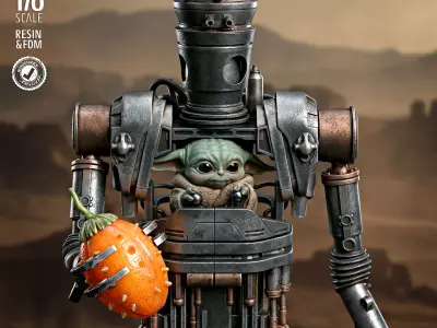STAR WARS IG-12 With Grogu Sculpture 3D print model