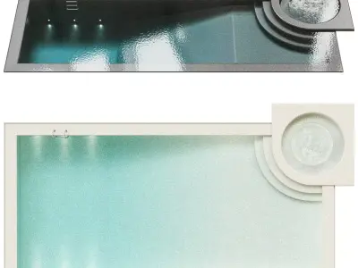 Swimming pool with jacuzzi Low-poly 3D model