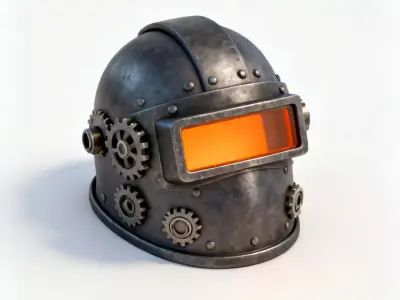 Stylized Steampunk Engineer Helmet 3D Model Low-poly 3D model