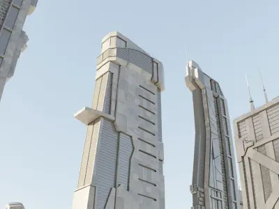 Scifi Building Textured Asset set 3D model