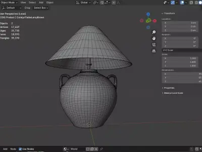 Coralyn Ceramic Table Lamp - Rustic Talavera Earth Tone Lighting Low-poly 3D model