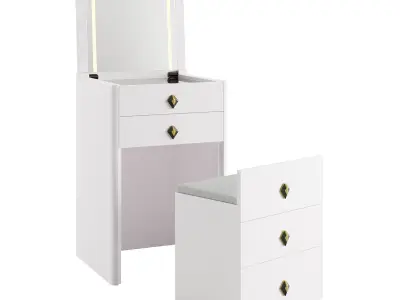 Modern Flip-Top Makeup Vanity with LED Mirror 3D model