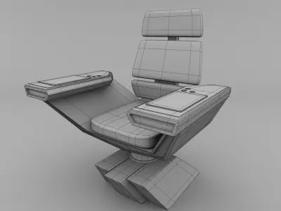 Bridge seat from USS Star Trek Discovery starship Low-poly 3D model