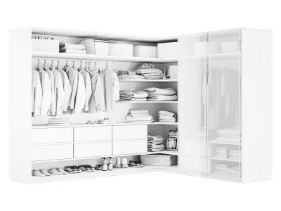 Corner wardrobe with glass doors 3D model