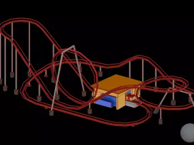 Amusement Park - Roller Coaster Low-poly 3D model