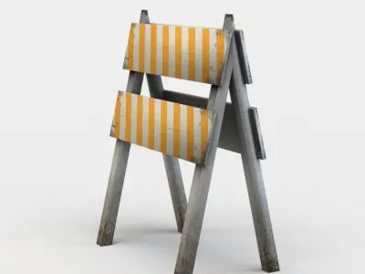 Small wooden barrier Low-poly 3D model
