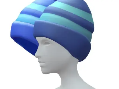 Cartoon High Poly Subdivision Knitted Hat Low-poly 3D model