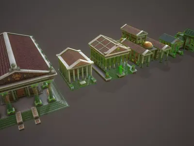 Temple Pack Low-poly 3D model