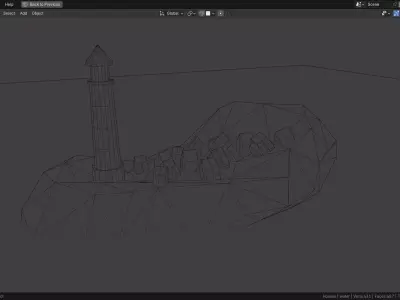 Low Poly Lighthouse Island at Night 3D model