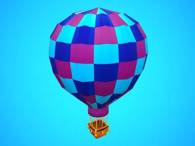 HOT AIR BALLOON CARTOON STYLIZED 01 Low-poly 3D model
