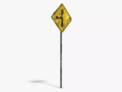 Damaged Crossing Sign Low-poly 3D model purchase