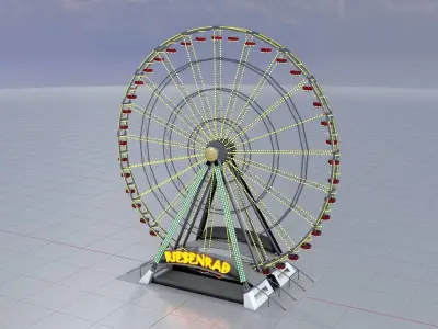 Ferris wheel version 1 with animation Low-poly 3D model