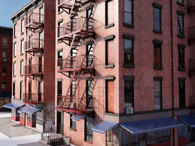 Chicago brick building Low-poly 3D model