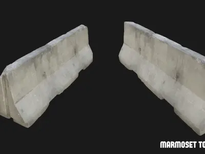 Concrete Barrier - Game Asset Ready for UE5 Free low-poly 3D model