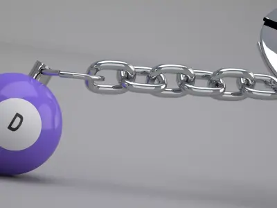 D Snooker Ball with Keychain 3D model