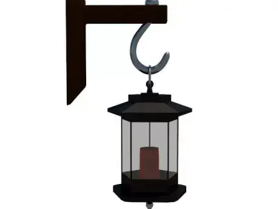 Vintage Hanging Lantern with Candle 3D model