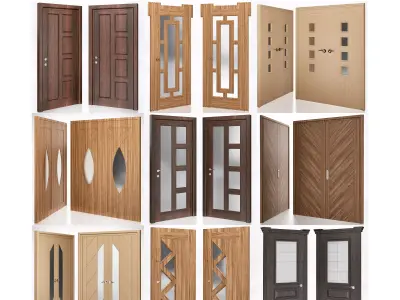 Interior doors 3d model collection 10 pieces 3D Model Pack
