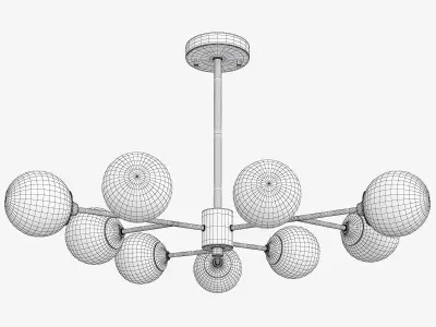 9 Lights Living Room Ceiling Chandelier Low-poly 3D model