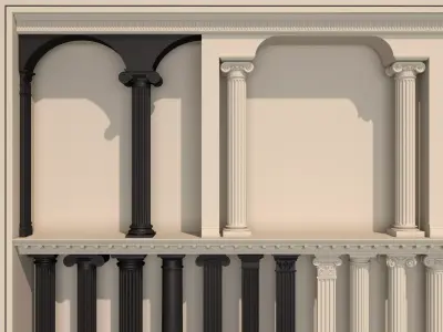 Classical Columns pillar decorate Low-poly 3D model