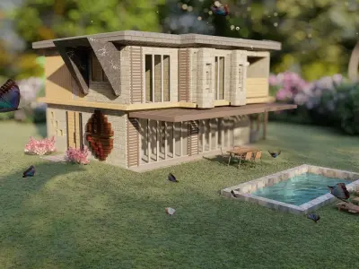 villa house in jungle 3D model