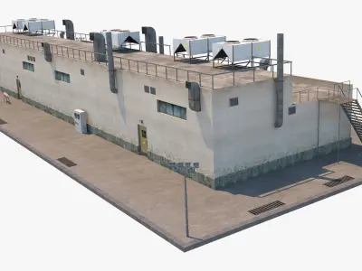 Industrial Building Low-poly 3D model