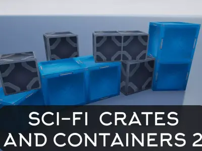 Lowpoly Sci-fi Crates And Containers 2 Low-poly 3D model