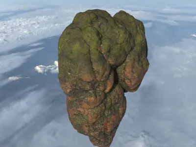 Low poly Brown Floating Island Mossy Rock Pack 190830 Low-poly 3D model