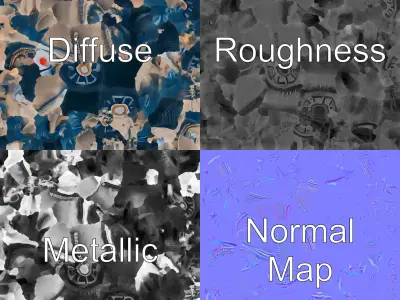 Golden Scarab Toy on Wheels model pack Low-poly 3D model