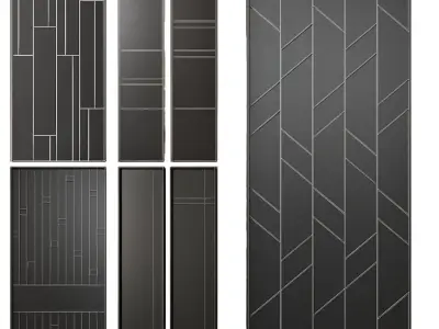 Partition 8 four mirrors with geometric pattern in gold and s... 3D model