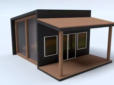 Cartoon Remote House - Animated Low-poly 3D model
