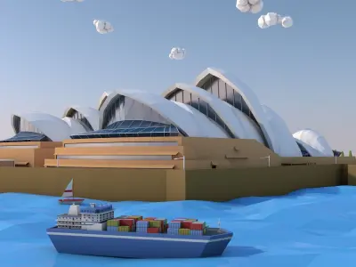 Low Poly Sydney Opera House Landmark Low-poly 3D model