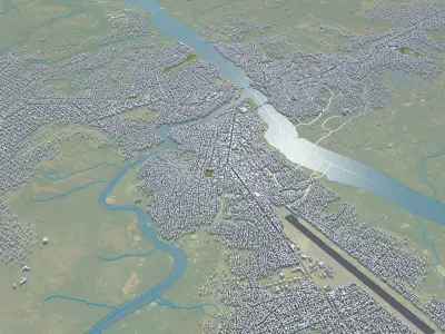 Tshikapa Congo 20km Low-poly 3D model