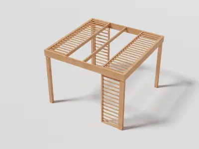 Wooden Garden Pergola 2 Low-poly 3D model