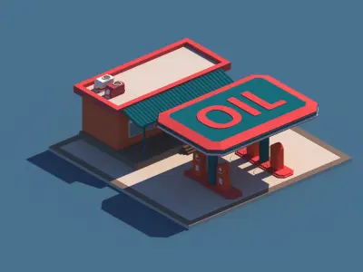 Cartoon Low Poly Shops Package Low-poly 3D model