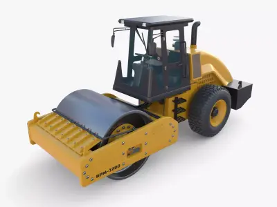 Road roller V5 Low-poly 3D model