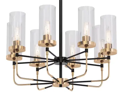 Greger chandelier with brass and clear glass shades 3D model