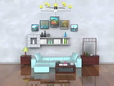 Sofa Wall Low-poly 3D model