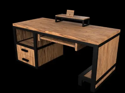 computer desk model Free low-poly 3D model