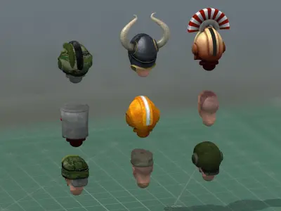 Grimdark Miniature TTRPG Helmets and Heads 3D Print  Collection 3D print model